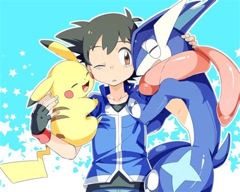 pokemon ash pikachu and greninja.